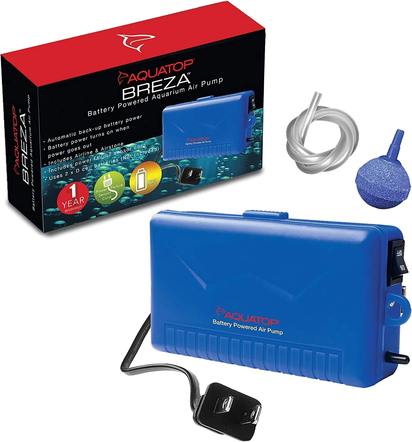 Aquatop Breza Battery Powered Aquarium Air Pump - Blue 1 Aquatop Breza Battery Powered Aquarium Air Pump - Blue