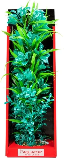 Aquatop Vibrant Passion Plant Boxed Plastic Aquarium Plant - Turquoise - 16