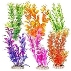Aquatop Weighted Pack Plastic Aquarium Plant - Assorted - 7 In - 12 Pack