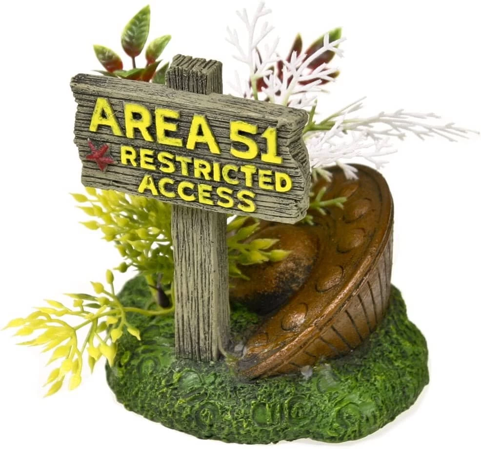 Exotic Environments Area 51 Sign With Ufo Resin Aquatics Decoration - Multi - Small 1 Exotic Environments Area 51 Sign With Ufo Resin Aquatics Decoration - Multi - Small